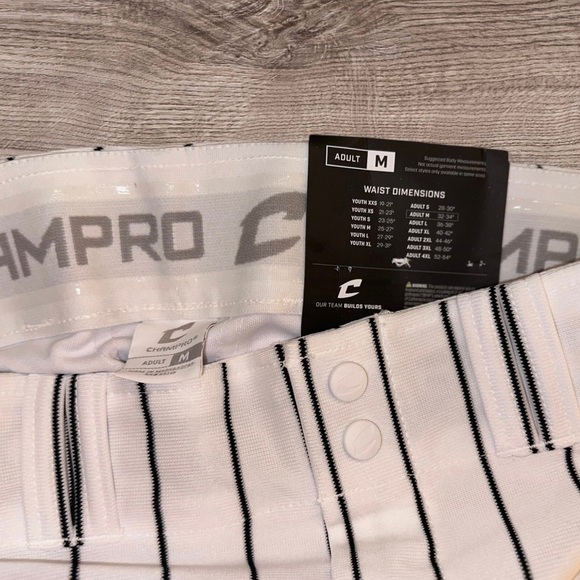 CHAMPRO Men’s Baseball Pants White with Black Pinstripe ~ Size M ~ NWT - Picture 5 of 5